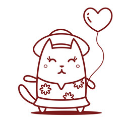 Character tourist wearing sunglasses, hat and a shirt with flowe