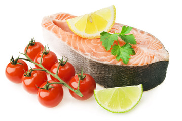 salmon steak with vegetables