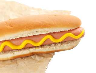 Tasty hot dog isolated on white