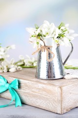Beautiful spring composition with snowdrops
