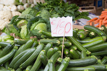 Zucchini on a market