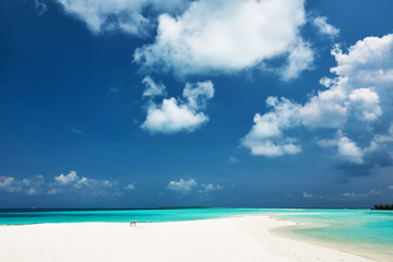 Beautiful beach with sandspit at Maldives