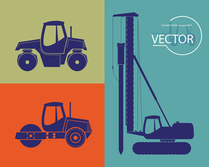 Silhouettes of construction equipment. Set