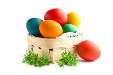 Beautiful decorative easter eggs isolated on white background