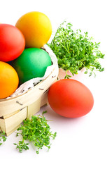 Beautiful decorative easter eggs isolated on white background