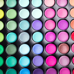 Colorful eye shadows palette. Makeup background