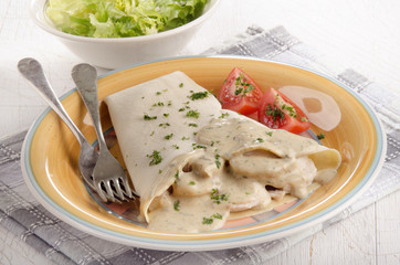 crepe with turkey meat filling