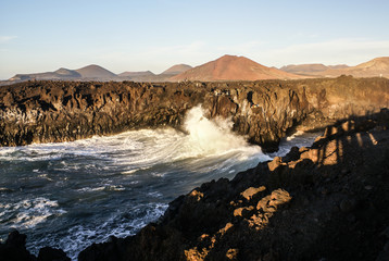 Los Hervideros, Lanzarote, Canary Islands. The place where lava