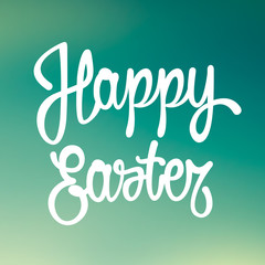 Happy easter hand drawn lettering. Vector