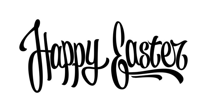 Happy easter hand drawn lettering. Vector