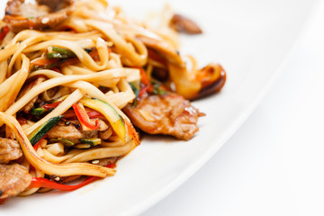 noodle with meat and vegetables