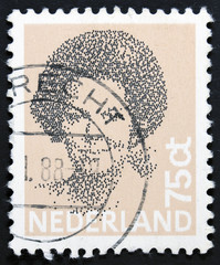 A stamp printed in Netherlands shows portrait of Queen Beatrix