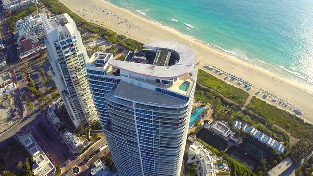 Miami Beach highrise tower flyover