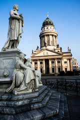 Fototapeta na wymiar Gendarmenmarkt in Berlin.View-German Cathedral and Konzerthaus