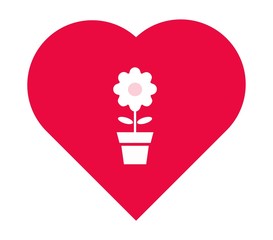 Pot de fleur dans un cœur