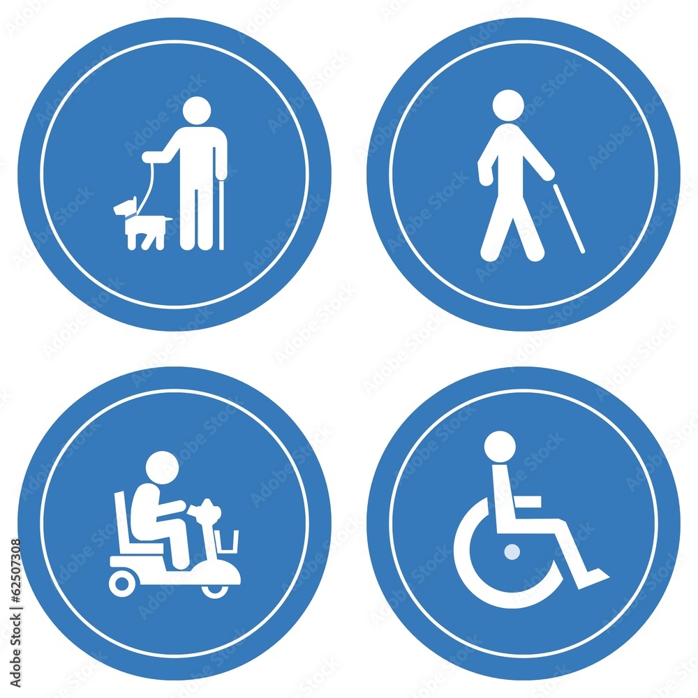 Sticker Personnes handicapées en 4 panneaux