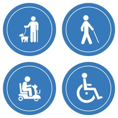 Personnes handicapées en 4 panneaux
