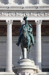Fototapeta na wymiar Equestrian monument to Victor Emmanuel II in Rome, Italy