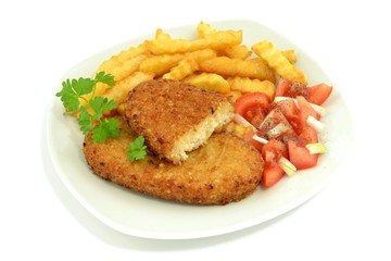 fries with fish cutlet