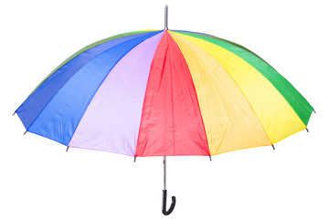 Colorful rainbow umbrella, isolated on white