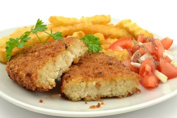 fries with fish cutlet