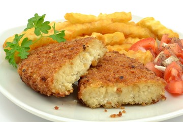 fries with fish cutlet