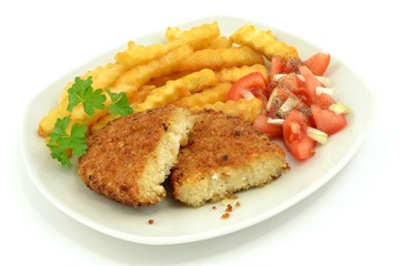 fries with fish cutlet