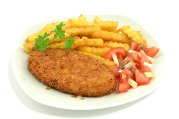 fries with fish cutlet