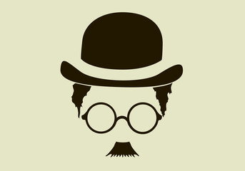 hat with a mustache and glasses