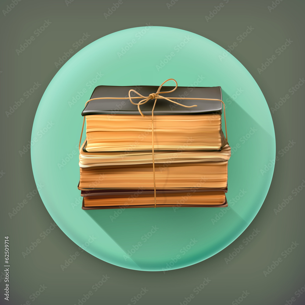 Canvas Prints stack of old books long shadow vector icon