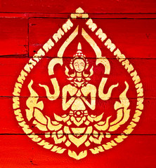The Painting golden angle on wood in the temple.The temple is op