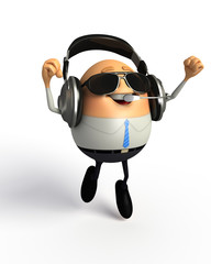 Happy Egg as Business Man with headphone