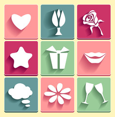 Set Love chat favorites congratulation  icons