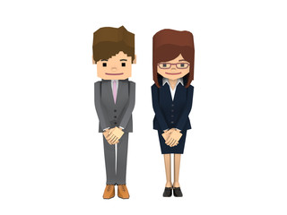 お辞儀する男女