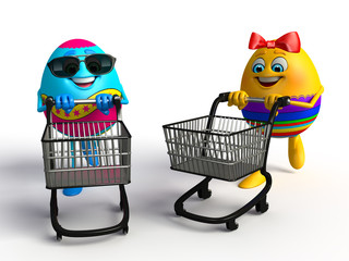 Happy Easter Egg with trolley