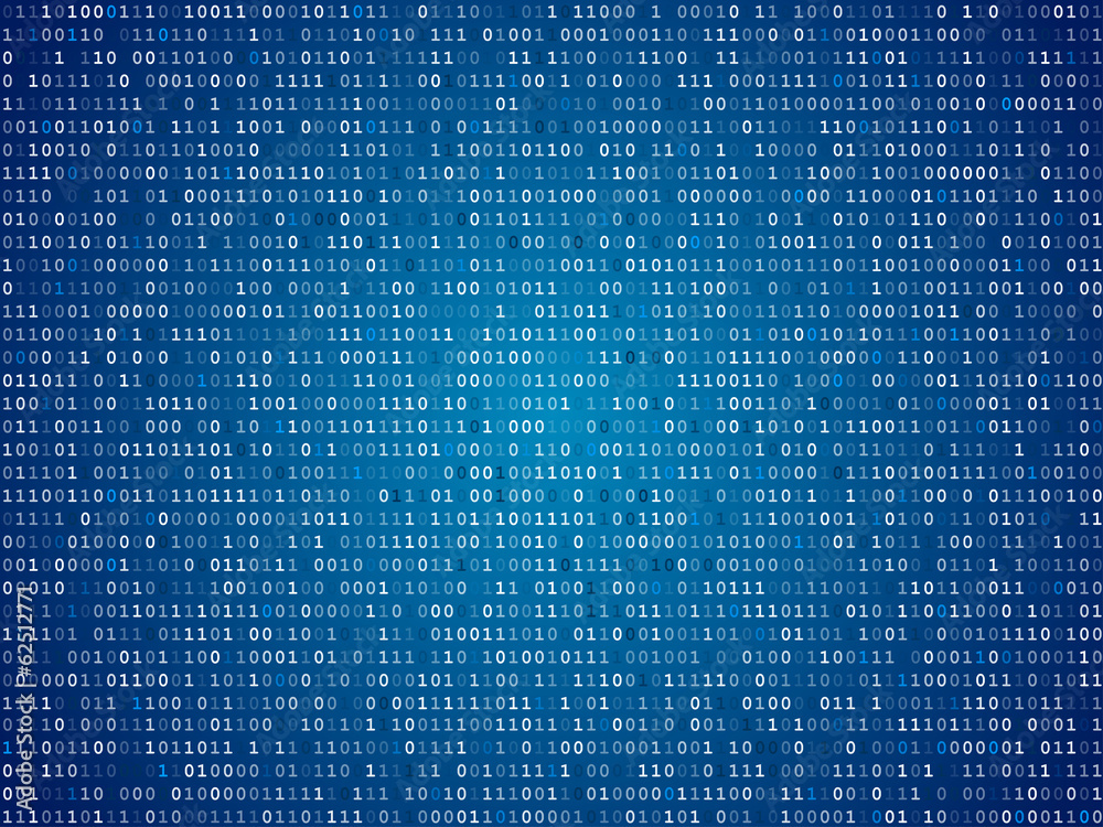 Fototapete blue screen binary code screen