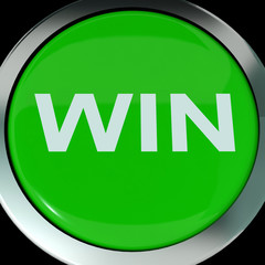 Win Button Shows Success Winner Victory And Champion