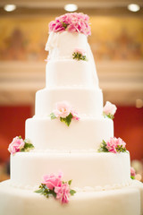 Wedding cake with flower decoration