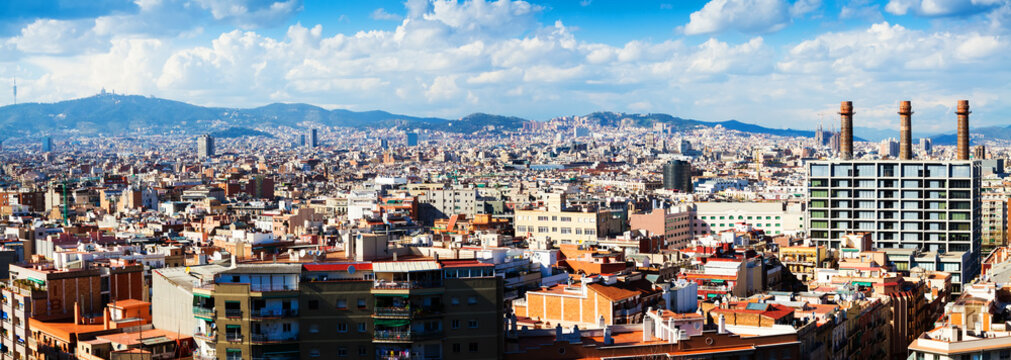 Panorama of Barcelona city from Montjuic