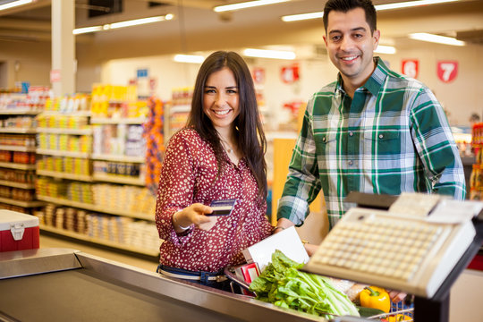 Buying groceries with a credit card