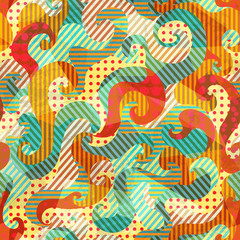 fabric spirals seamless pattern with grunge effect