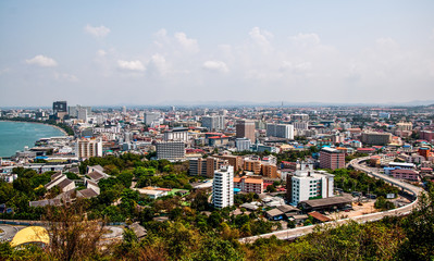 Fototapeta premium The Bird eye view of pattaya city, Thailand