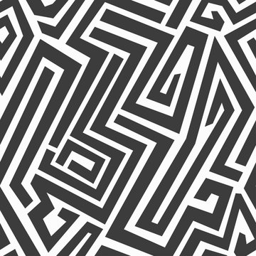monochrome maze seamless pattern