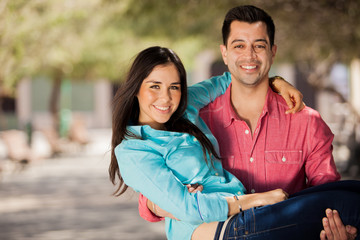 Happy young couple having fun