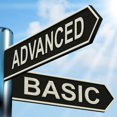 Advanced Basic Signpost Shows Product Versions And Prices - obrazy, fototapety, plakaty
