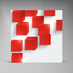 Vector  square. Abstract background card and red. 3d