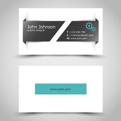 turquoise business card with slit sticker