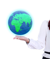 earth globe in business woman hand