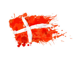 Kingdom of Denmark flag made of colorful splashes - obrazy, fototapety, plakaty