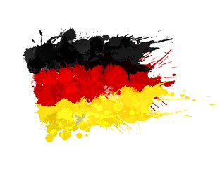 German flag made of colorful splashes